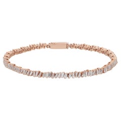 Bracelet tennis en or rose 18 carats avec diamants taille baguette de 3,13 carats