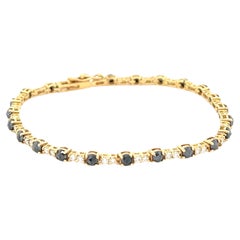 Armband aus 14 Karat Gelbgold mit 3,13 Karat schwarzen Diamanten und weißen Diamanten