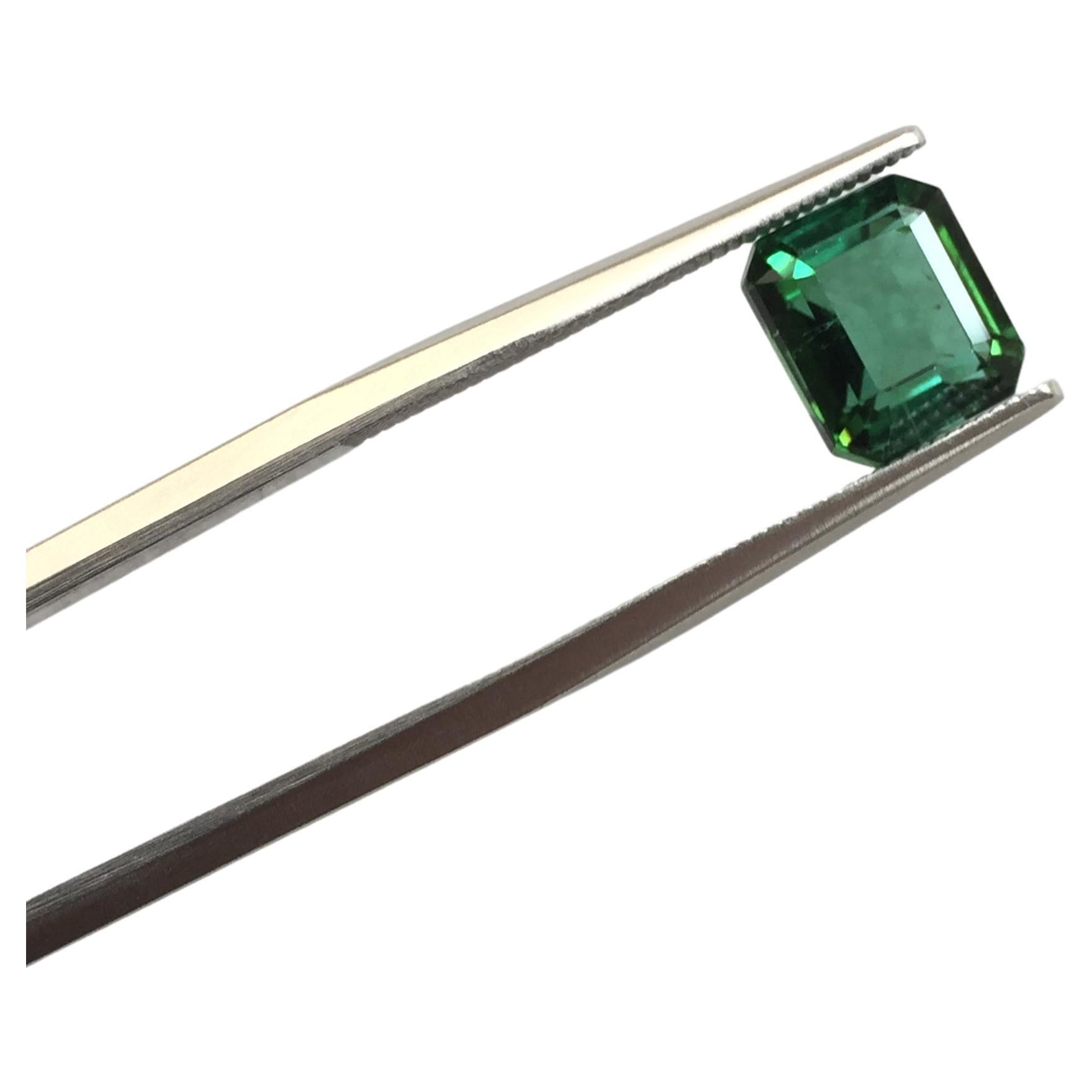 3.13 Carat Green Tourmaline Octagon Cut Gemstone for Fine Jewelry Ring For Sale