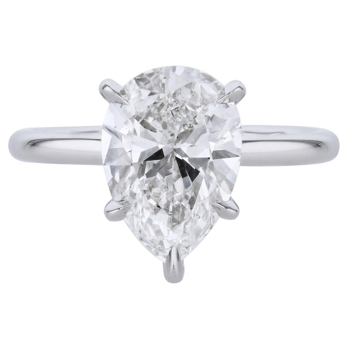 Bague de fiançailles en platine avec diamant en forme de poire de 3,13 carats