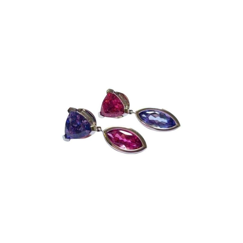 Orecchini in oro bianco con tanzanite da 3,13 carati e rubelite da 4,21 carati In condizioni Nuovo in vendita a Berlin, DE