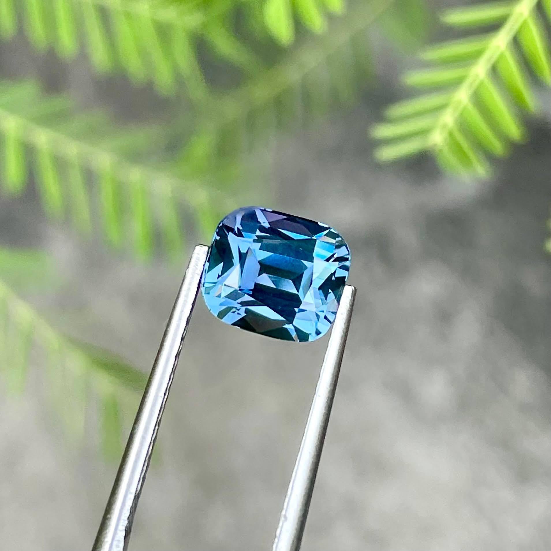 Modern 3.13 Carats Loose Blue Spinel Stone Cushion Cut Natural Tanzanian Gemstone For Sale