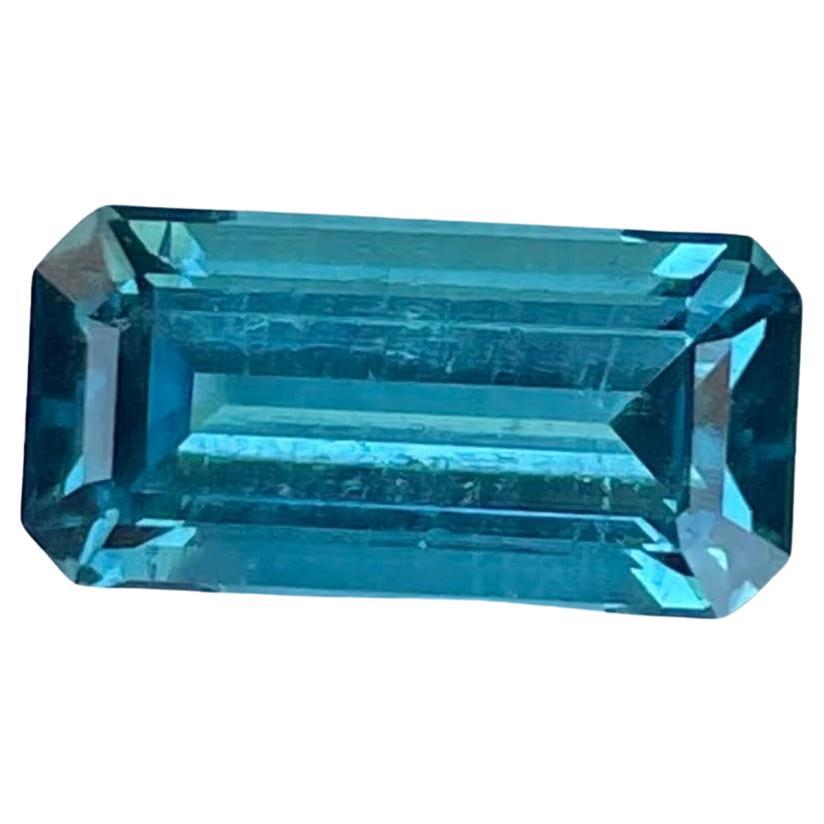 3.13 Carats Soft Indicolite Tourmaline Stone Emerald Cut Natural Afghan Gemstone For Sale