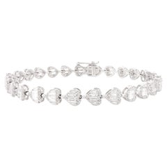 3.13 CTW Diamond Cluster Heart Tennis Bracelet in Engagement in 18k White Gold
