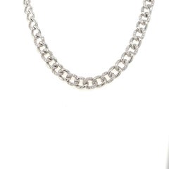 3.13ct Diamond Cuban Link Necklace 18k White Gold