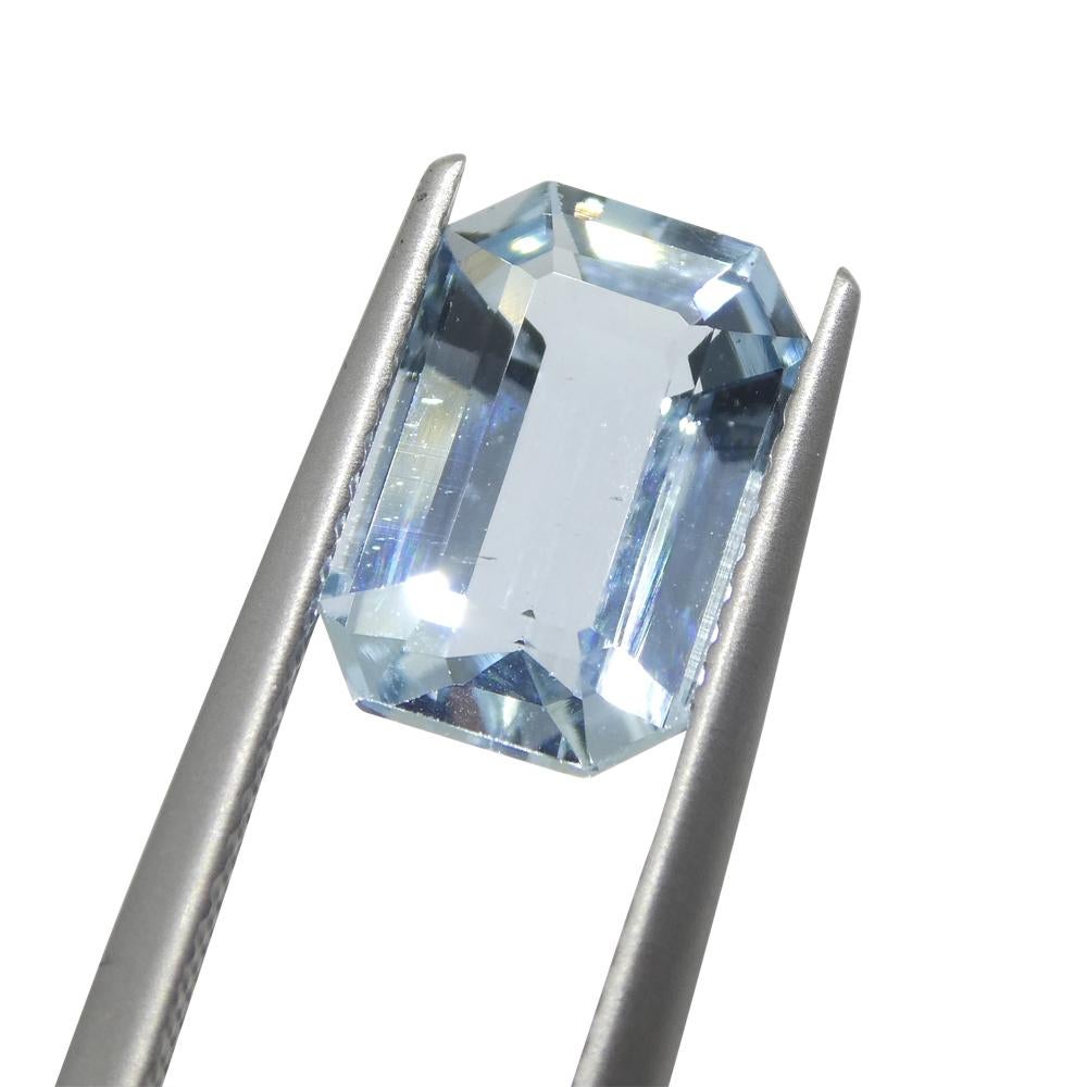 3.13ct Emerald Cut Blue Aquamarine from Brazil In New Condition For Sale In Toronto, Ontario