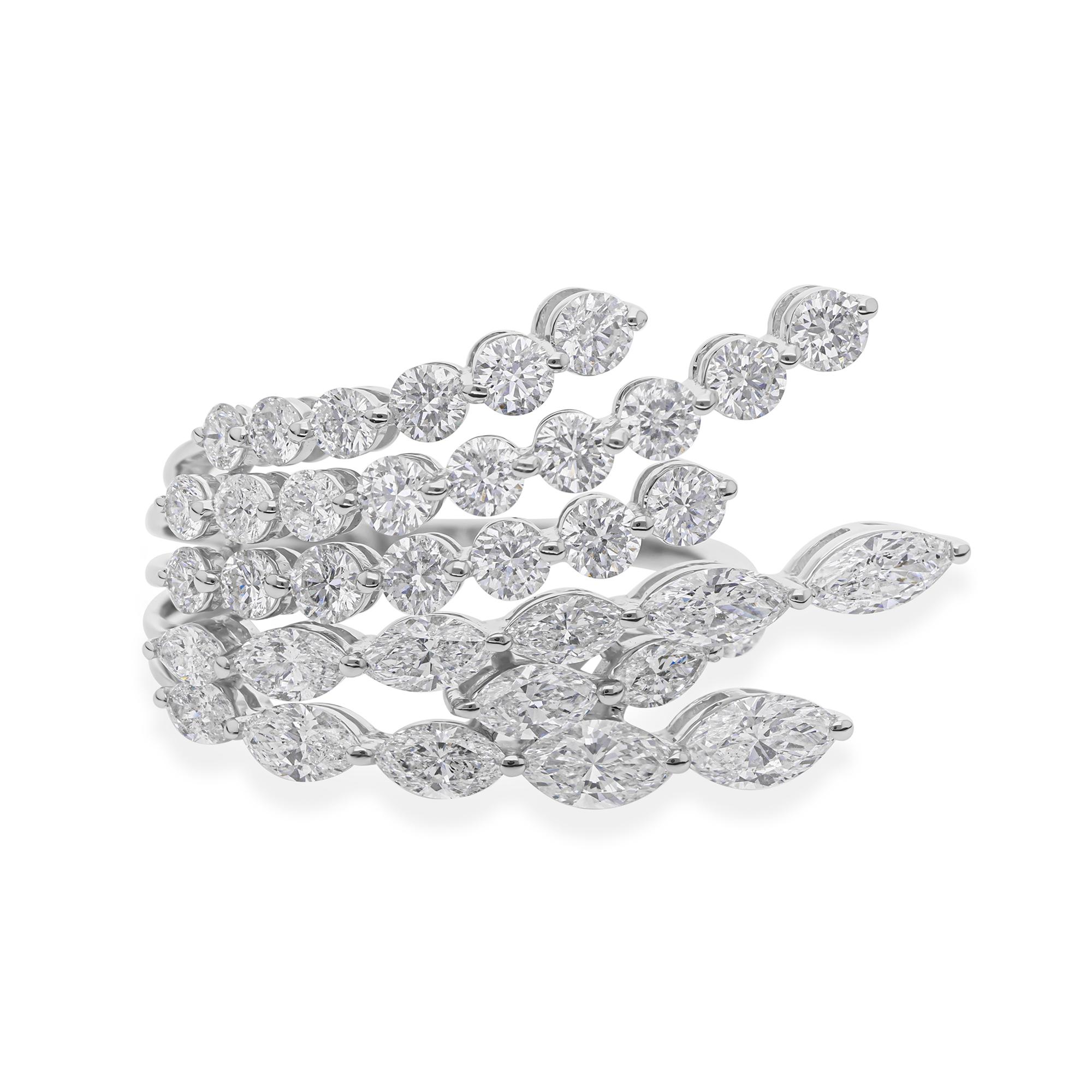 En venta: 3,13 quilates Anillo de cóctel con diamantes en varias filas, oro blanco macizo de 14 quilates  7