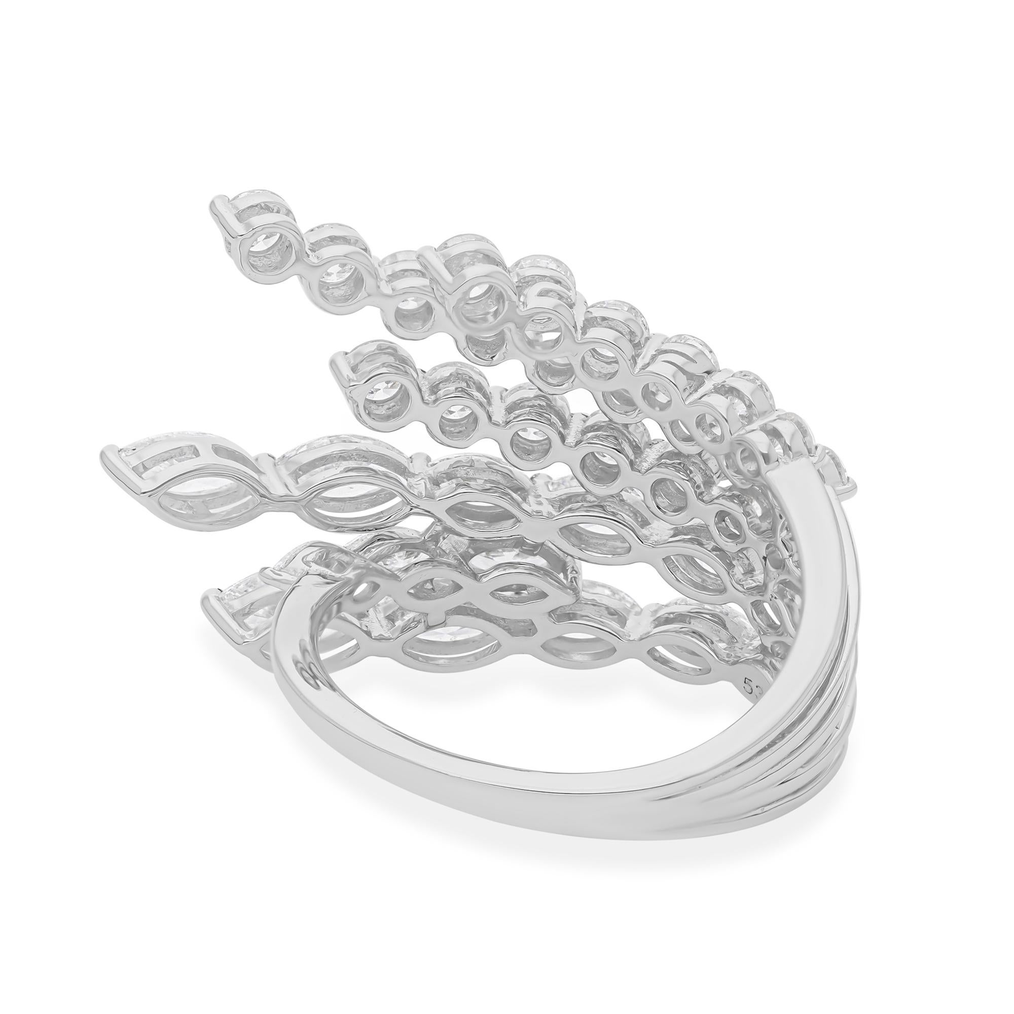 En vente :  3.13cts Diamond Multi Row Statement Cocktail Ring 18k Solid White Gold 9