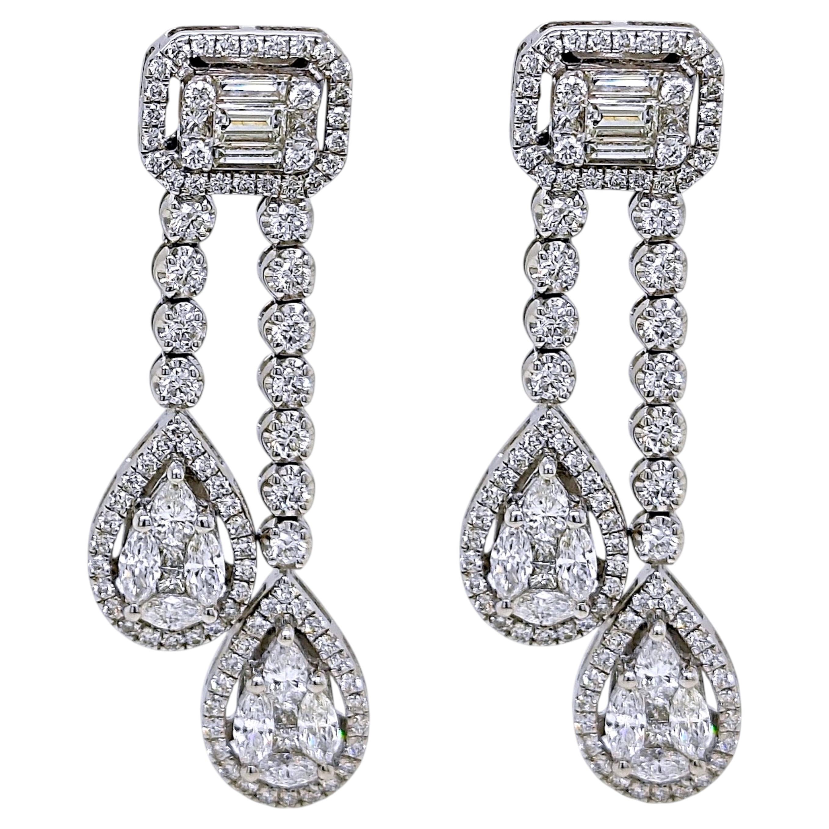 Pendientes de oro blanco con diamantes de 3,14 quilates