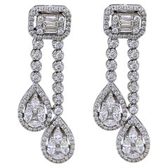 3.14 Carat Diamond White Gold Earrings