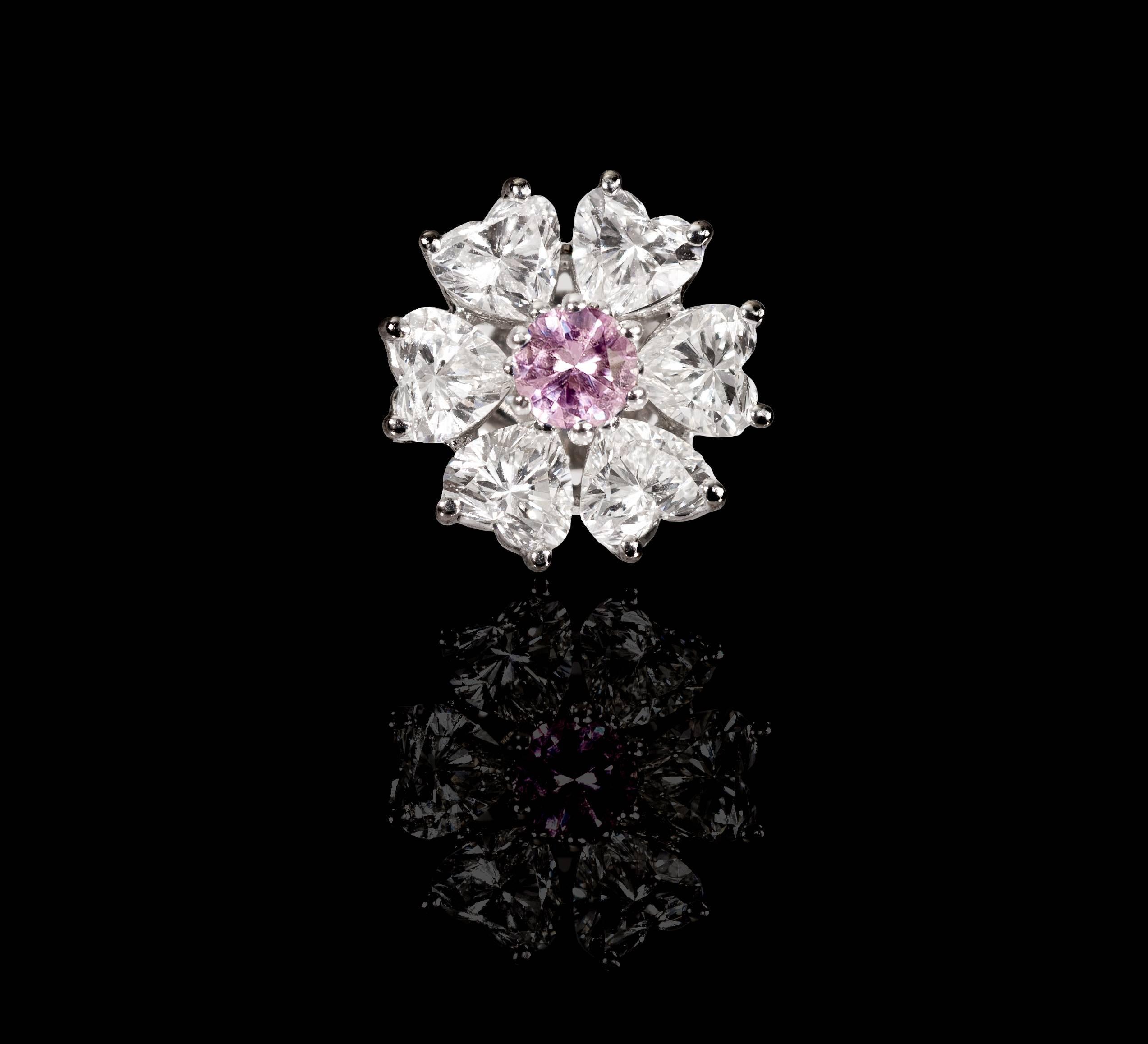 4.05 Karat Floral austauschbare Diamant &Gems-Ohrringe mit Herzform (Romantik) im Angebot