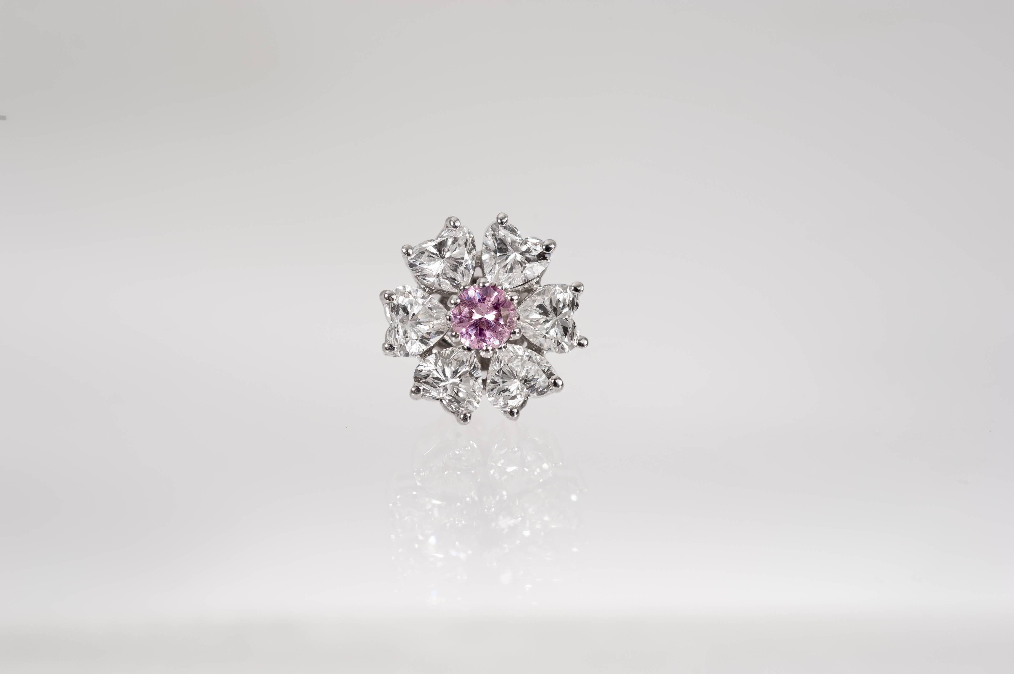 Romantic 4.05 Carat Floral Interchangeable Diamond &Gems Earrings Set with Heart Shape For Sale