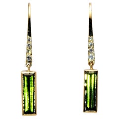 3.14 Carat Green Tourmaline Diamond Earrings