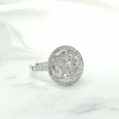 2.94 Carat Natural Diamond Illusion Setting Cocktail Ring in 18 Karat White Gold