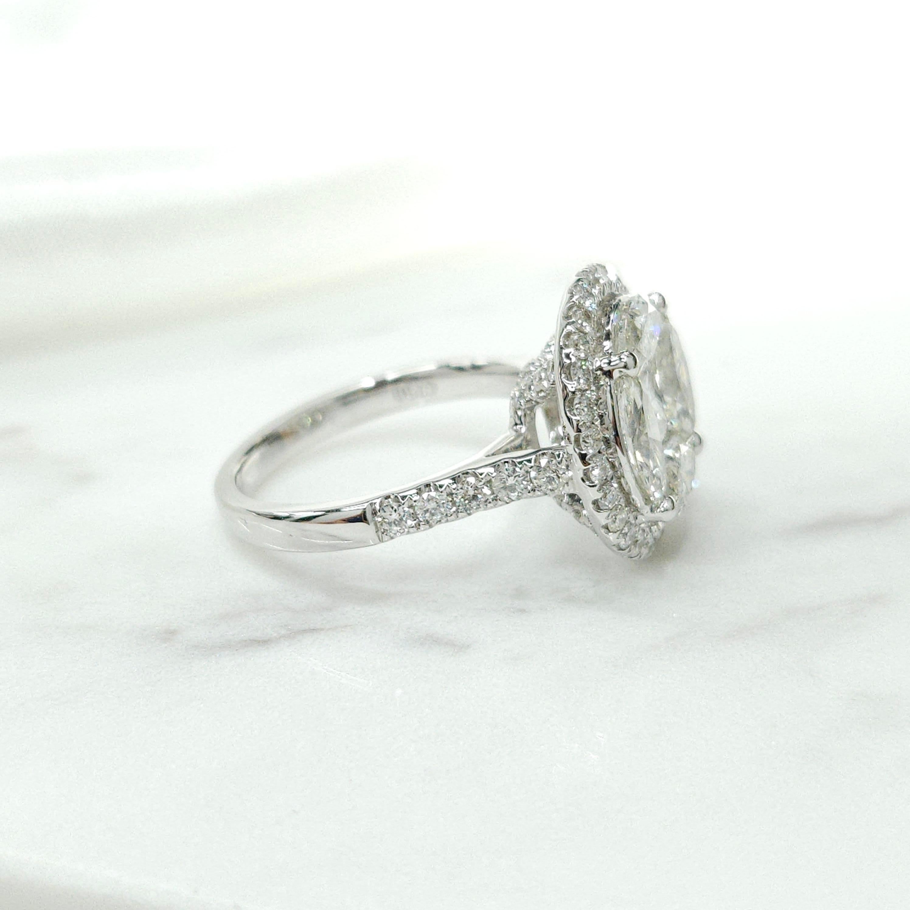 Marquise Cut 2.94 Carat Natural Diamond Illusion Setting Cocktail Ring in 18 Karat White Gold For Sale