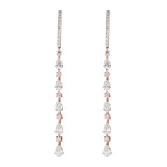 3.14 Carat Pear Shaped Diamonds with .55 Carat Pink Diamond Earrings '18 Karat'