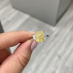 3.14 Carat Radiant Statement Fancy Yellow FL/IF 14K White Gold