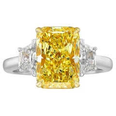 3.14 Carat Radiant Statement Fancy Yellow FL/IF 14K White Gold