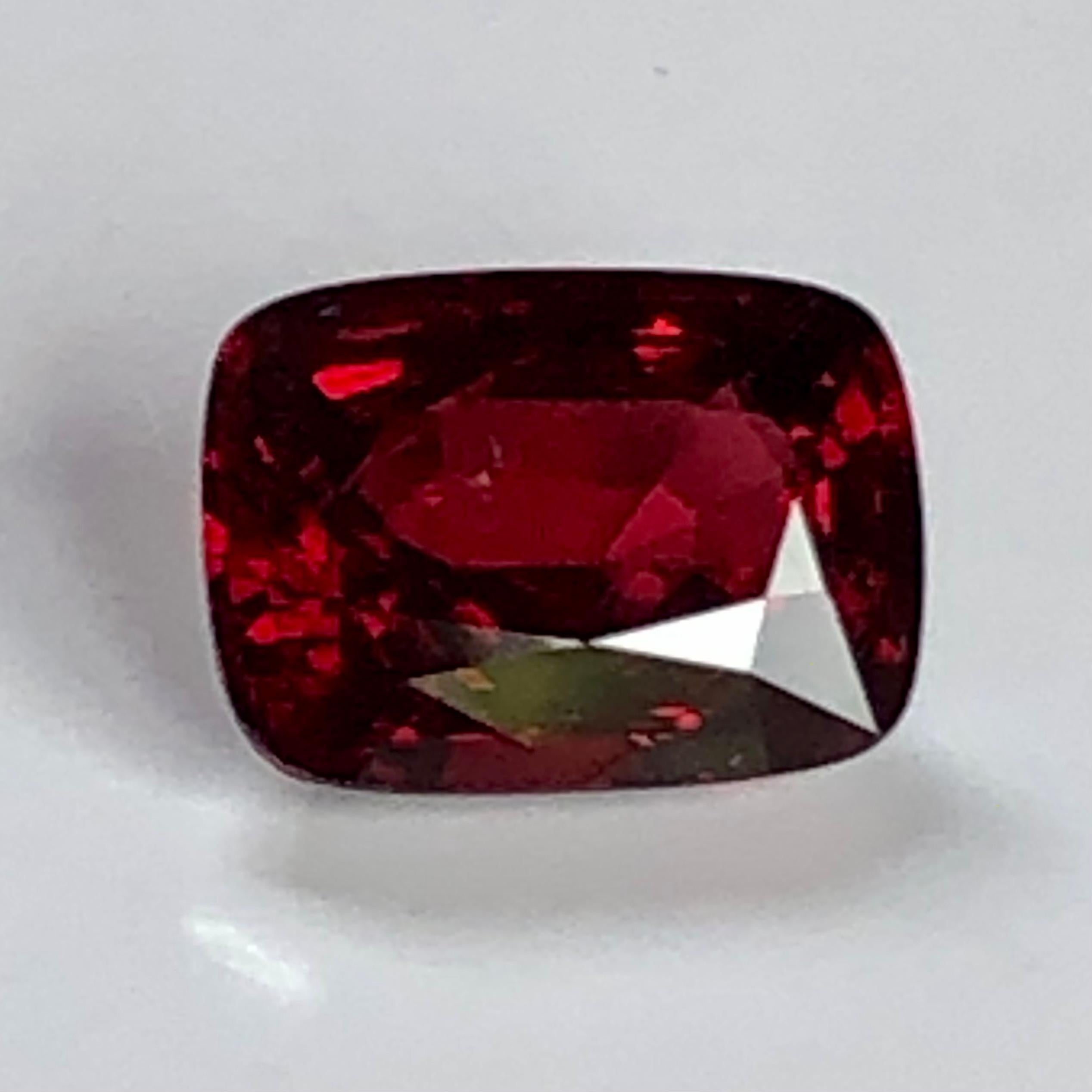 3.14 Carat Red Cushion Cut No Heat Burmese Spinel Certified  For Sale 4