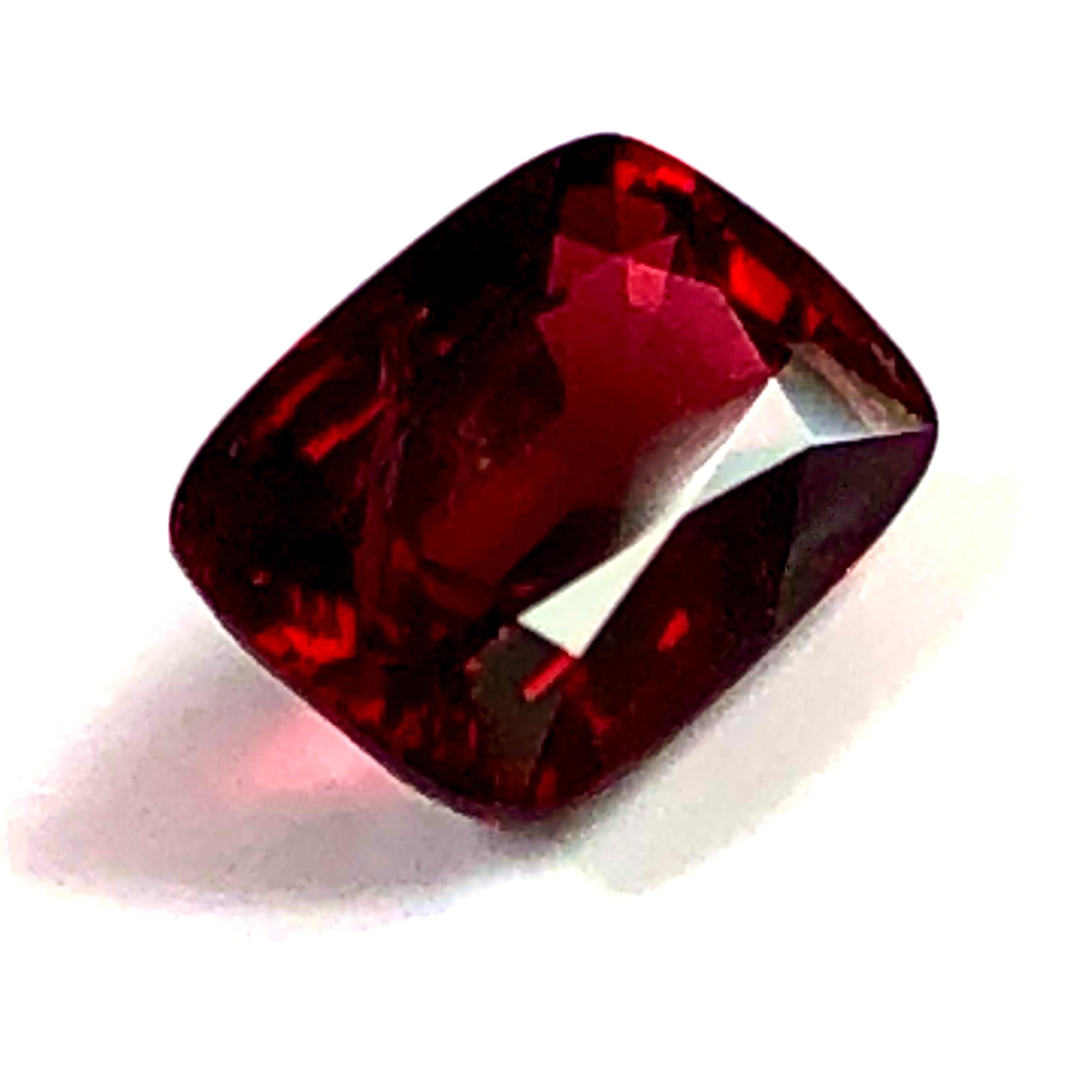 3.14 Carat Red Cushion Cut No Heat Burmese Spinel Certified  For Sale 2