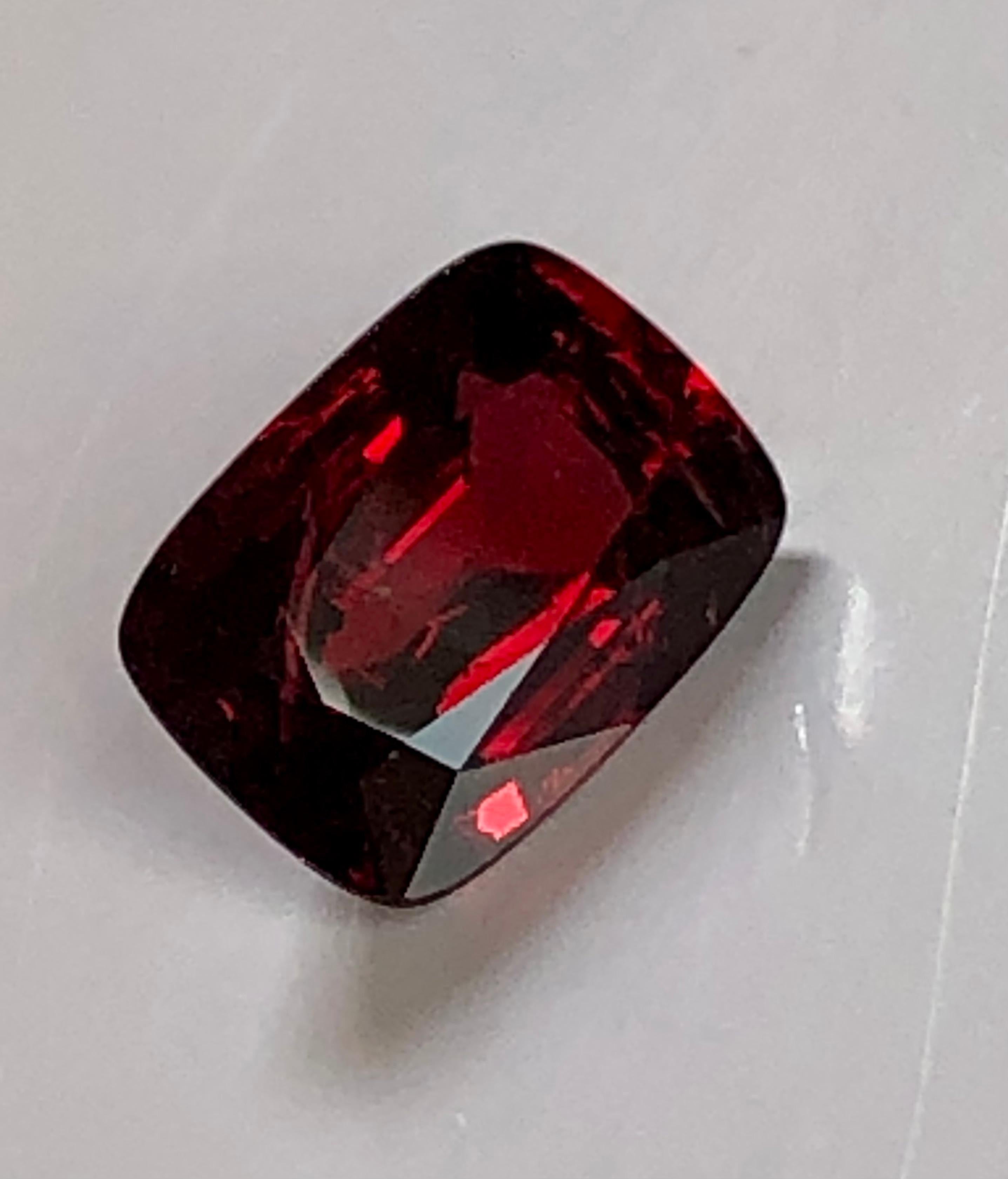 3.14 Carat Red Cushion Cut No Heat Burmese Spinel Certified  For Sale 5