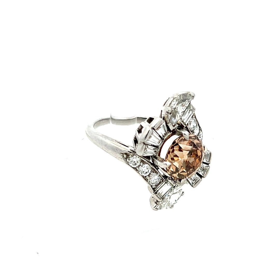 3.14 Carat Round and other cut Fancy Brown Diamond Platinum Cocktail Ring For Sale 2