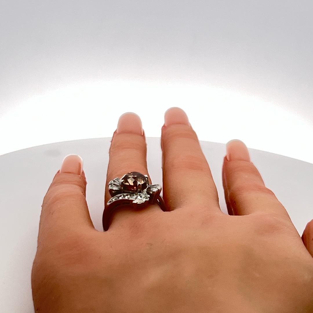 3.14 Carat Round and other cut Fancy Brown Diamond Platinum Cocktail Ring For Sale 4