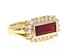 Art Deco Inspired 2.56ct Baguette Ruby Diamond Ring in 18K Gold