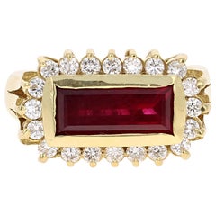 3.14 Carat Ruby Diamond 18 Karat Yellow Gold Ring