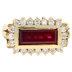 3.14 Carat Ruby Diamond 18 Karat Yellow Gold Ring