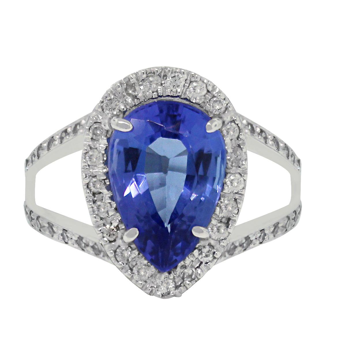 3.14 Carat Tanzanite Diamond Ring For Sale