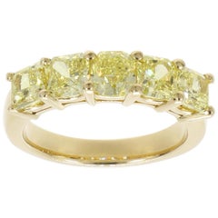 3.14 Carat Yellow Diamond Yellow Gold Eternity Band Ring