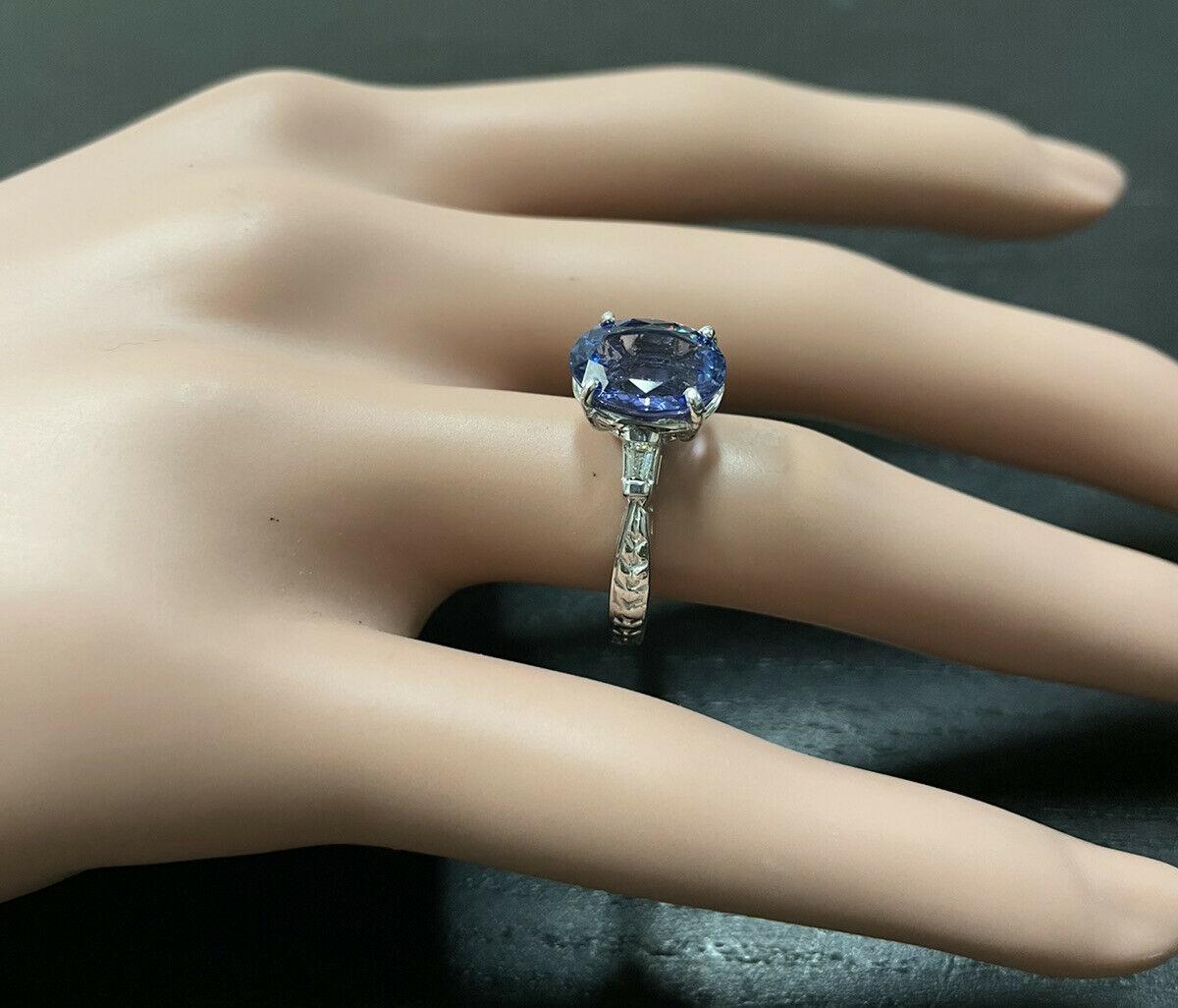 3.14 Carats Natural Tanzanite and Diamond 14k Solid White Gold Ring For Sale 1