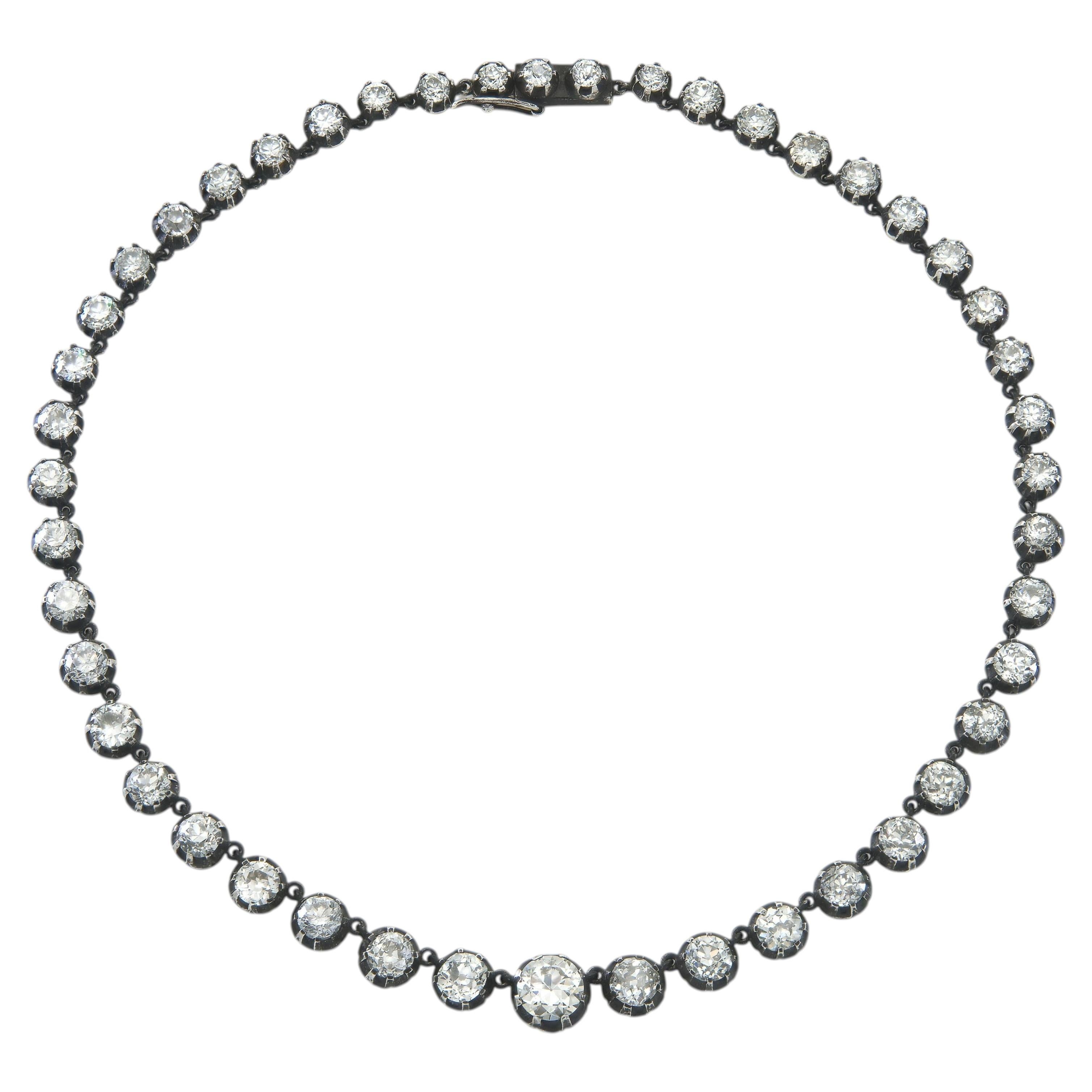 31,40 Karat Riviera-Halskette mit Diamanten im Old-European- und Old-Mine-Schliff