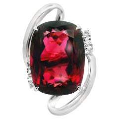 31.41 Carat Pink Tourmaline Diamond Platinum Cocktail Ring