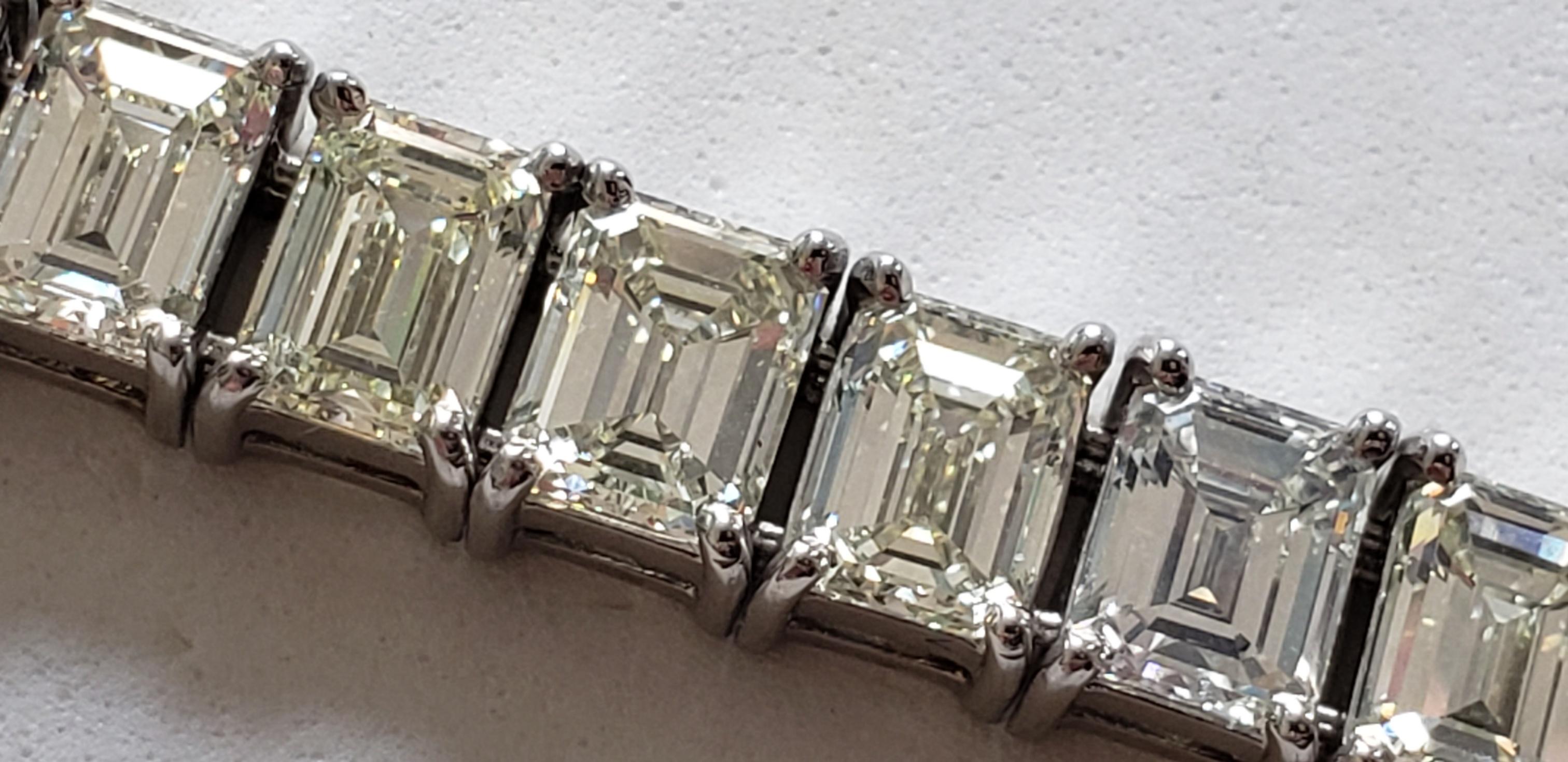 31.45CT Emerald Cut Natural Diamond Tennis Bracelet 6.9