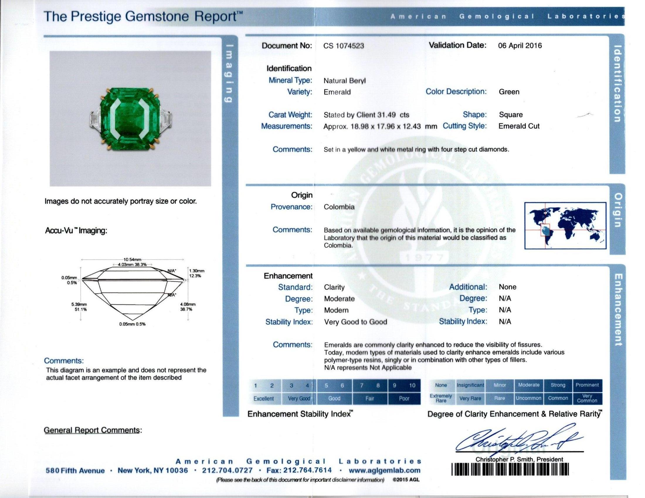 31.49 Carat Colombian Emerald Ring For Sale 1