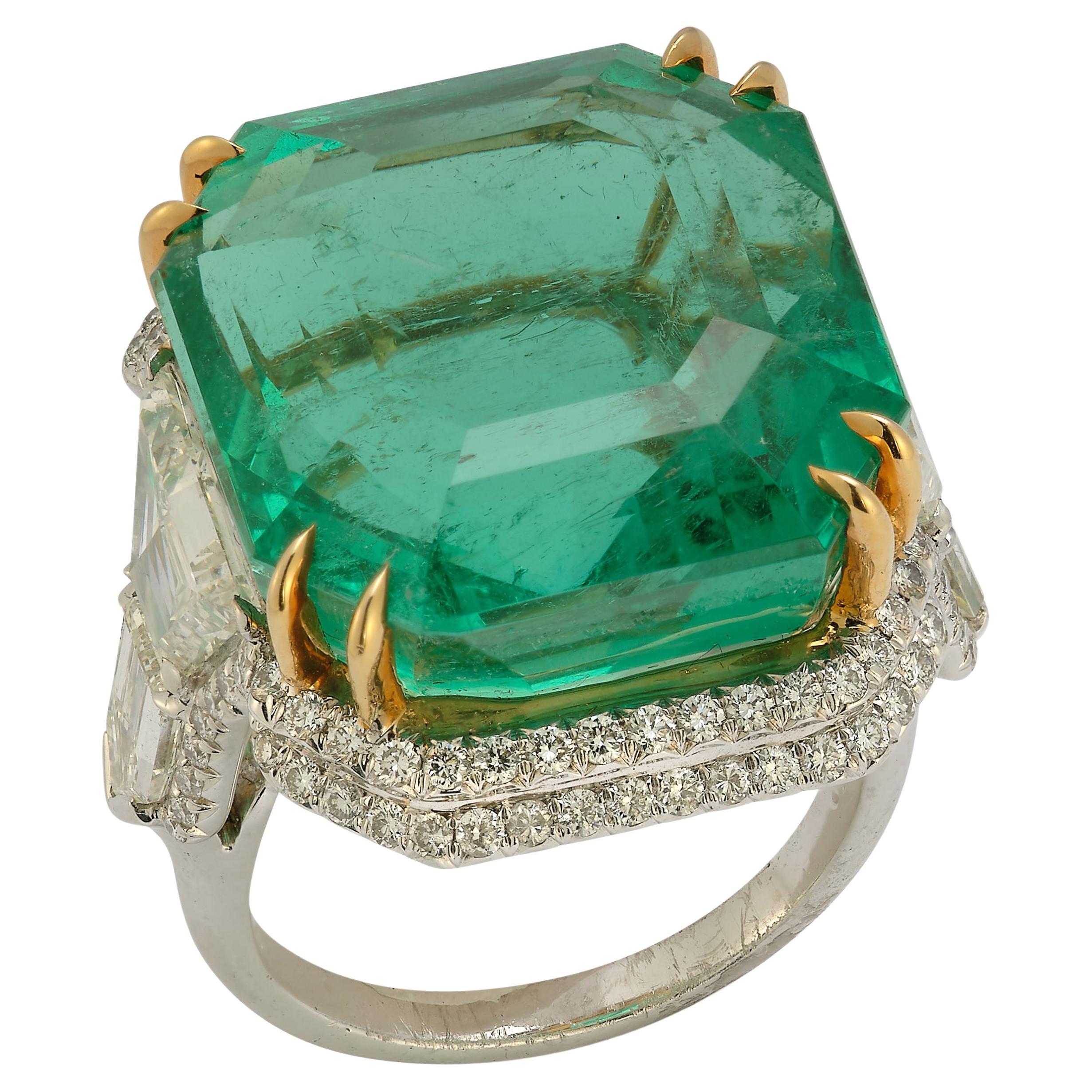 31.49 Carat Colombian Emerald Ring For Sale