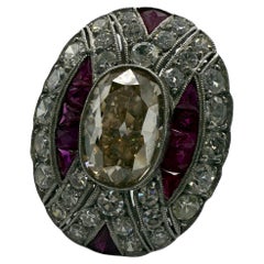 3,14ct Champagner Diamantring Handgefertigtes Platin