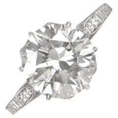 Bague de fiançailles solitaire en platine avec diamant de 3,14 carats de pureté VS1