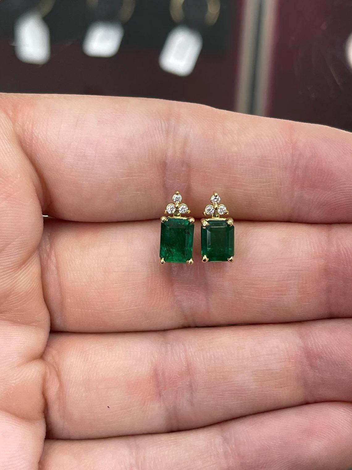 emerald with diamond earrings