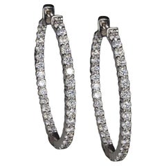 3.15 Carat 14K White Gold Diamond Hoop Earrings