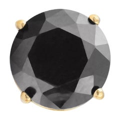 3.15 Carat Black Diamond Single Stud Earring for Men in 14 K Yellow Gold