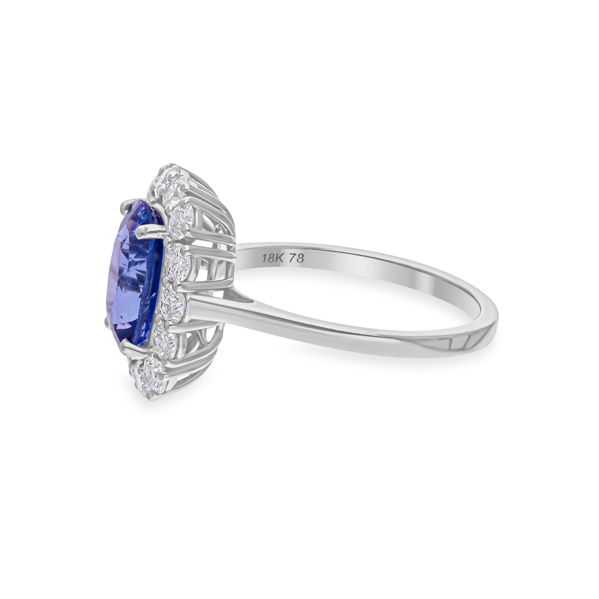 This ring has been meticulously crafted from 18-karat gold and handset with 3.15 carats Blue Sapphire and 0.92 carats of sparkling diamonds.

The ring is a size 7 and may be resized to larger or smaller upon request. FOLLOW SPECTRUM JEWELS