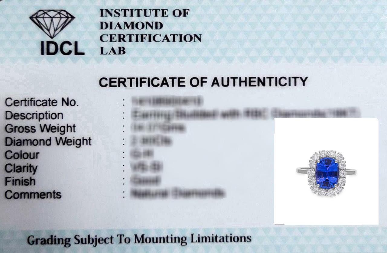 Im Angebot: Cocktailring aus 18 Karat Weißgold mit 3,15 Karat blauem Saphir und 0,92 Karat SI/H Diamant () 4