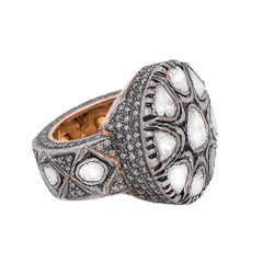 3.15 Carat Diamond Polki Handcrafted Vintage-Style Ring