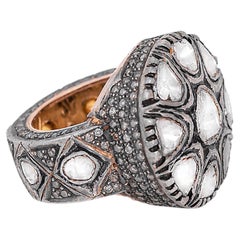 3.15 Carat Diamond Polki Handcrafted Vintage-Style Ring