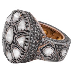 3.15 Carat Diamond Polki Handcrafted Vintage-Style Ring