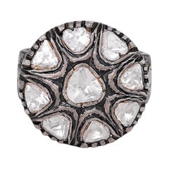 3.15 Carat Diamond Polki Handcrafted Vintage-Style Ring