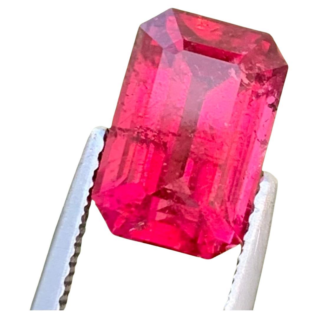 3.15 Carat Glamorous Loose Rubellite Tourmaline Emerald Shape Gem For Ring  For Sale